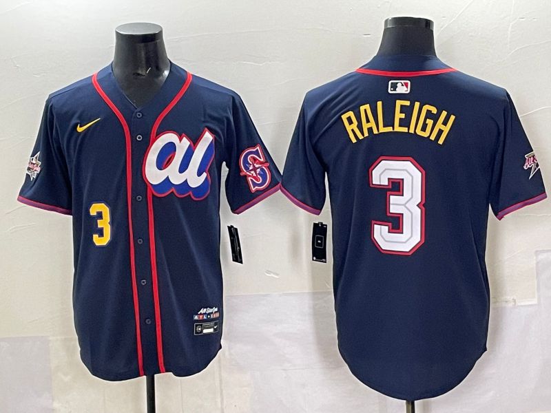 Men 2025 Seattle Mariners 3 Raleigh Drak Blue All star Nike MLB Jersey style 06